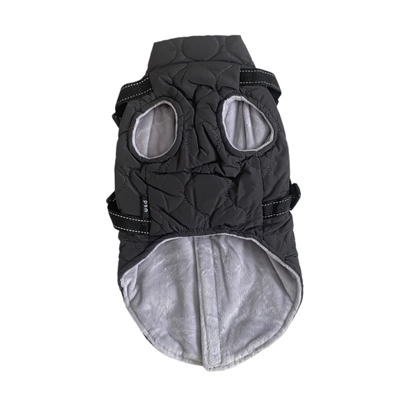PSM BPS Quilted Warm Gray Dog Coat w/Soft Non Irritating Inside For XS Small Dog - Picture 3 of 12